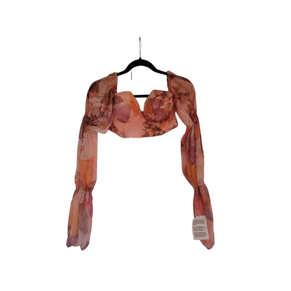 Asos Design floral bustier top with puff sleeves Size 4 NWT - Picture 7 of 13